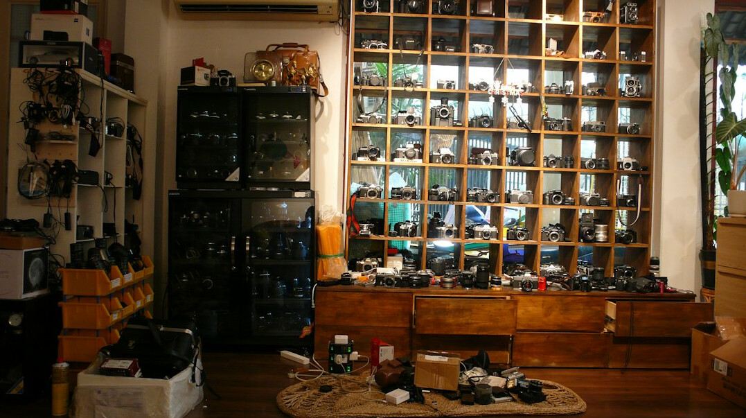 retail store interior with cameras