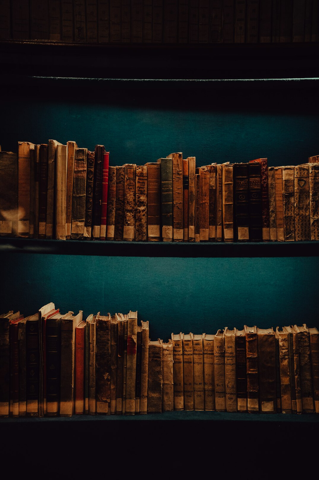 Archive shelves filled with old folders and books